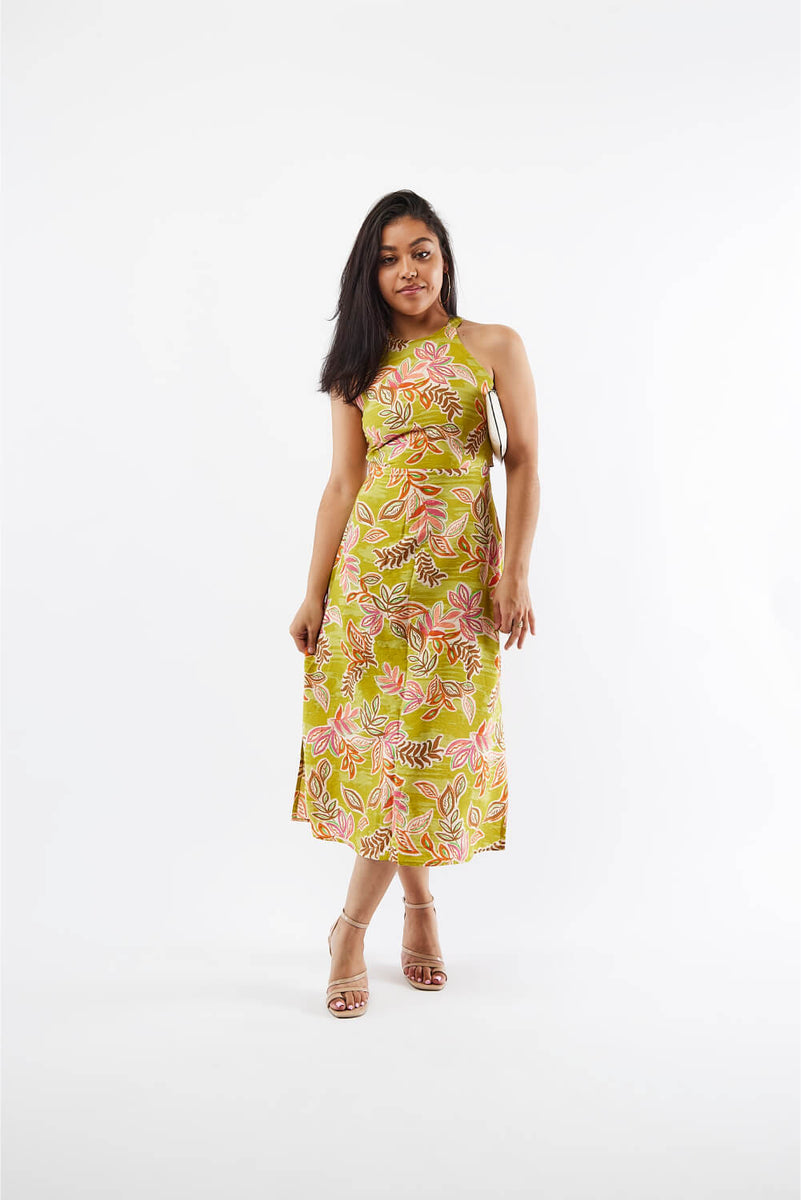 tropical dress Tropical Floral Dress Lime/Multicolor / M