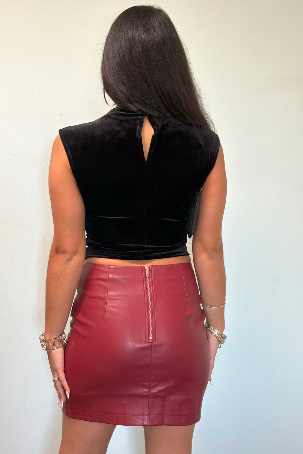 Vegan Leather Mini Skirt Burgundy – COLOR RiCH